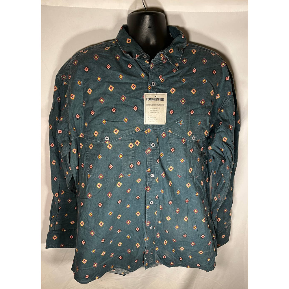 Vintage w/ Tags Silver Spur Western Wear Men’s Aztec Shirt Size Large 80s